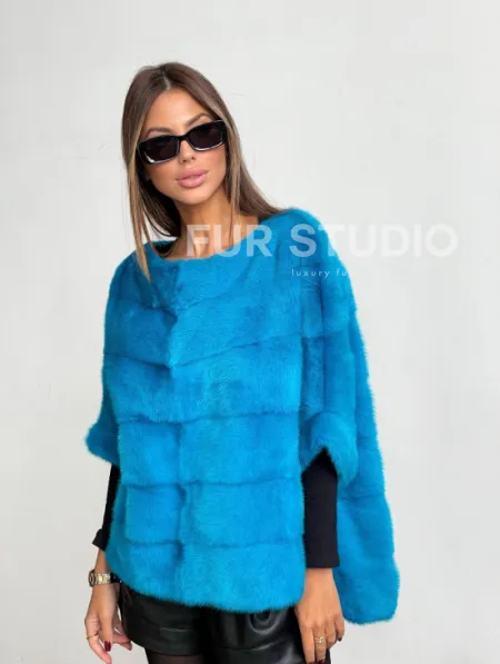Свитер из меха норки в цвете лагуна - фото 2