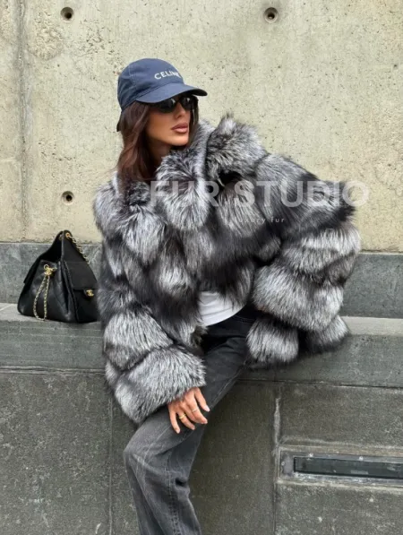 Шуба из чернобурки воротник стойка - фото 5