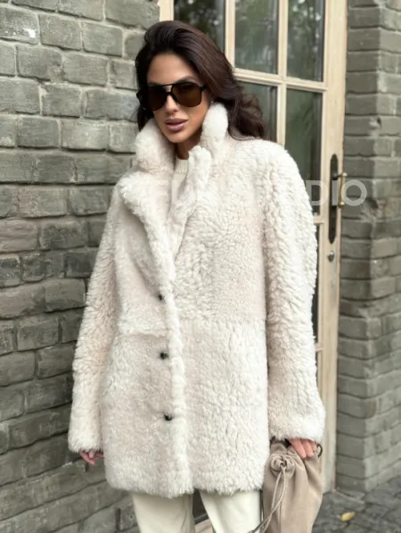 Женская дубленка - мех тиградо - фото 8