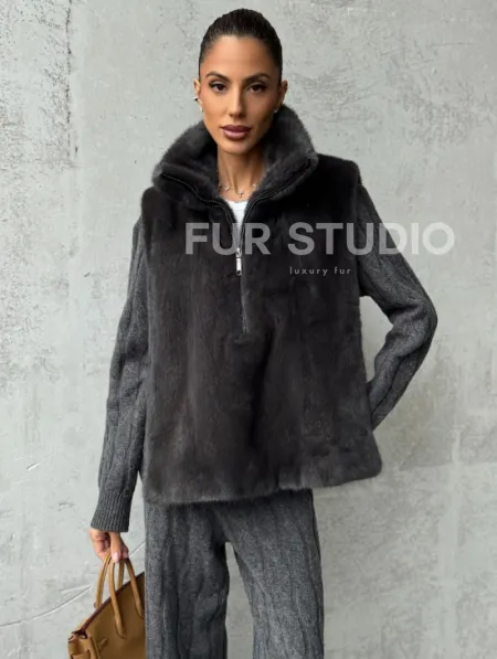 Меховая манишка из меха норки - фото 4