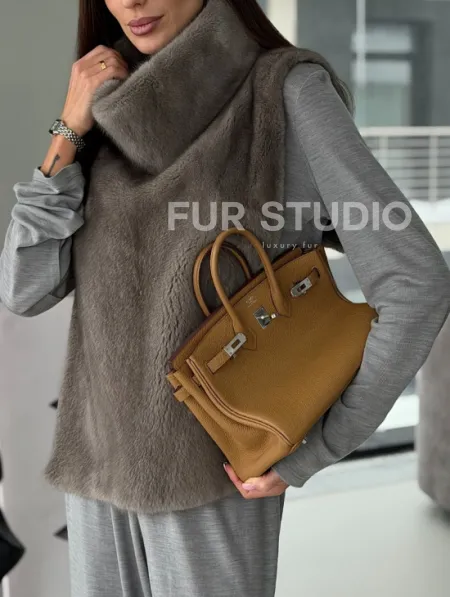 Манишка норковая серая - фото 4