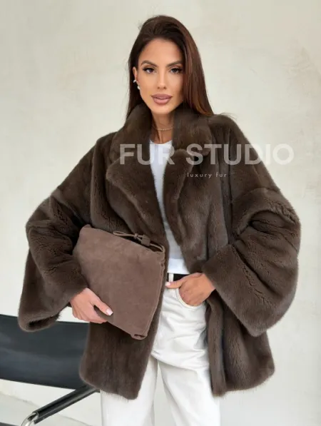 Меховой норковый жакет - английский воротник - фото 0