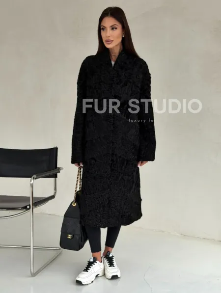 Черная шуба из каракуля - фото 5