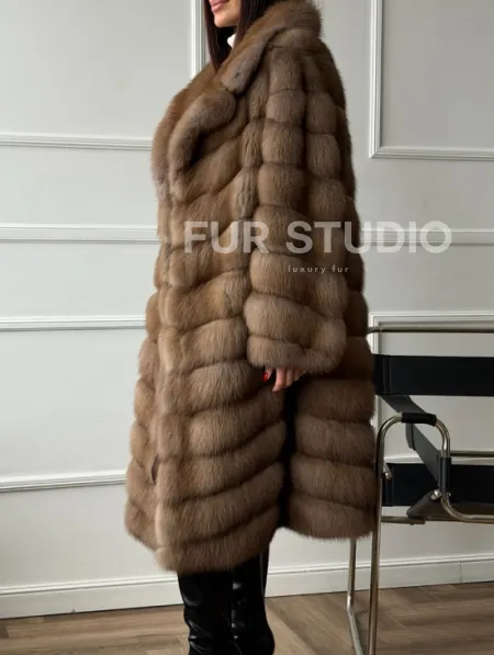 Шуба из куницы - английский воротник - фото 4