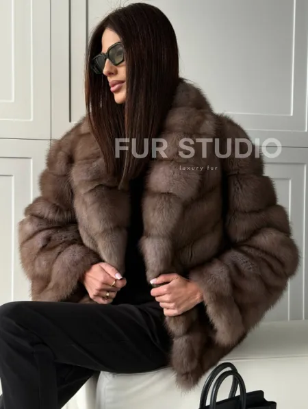 Куртка из куницы - воротник шаль - фото 7