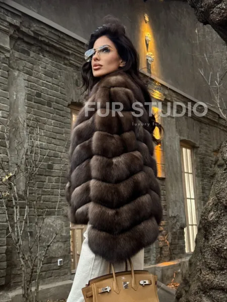 Роскошная шуба из меха соболя стойка воротник - седина 1/2 - фото 5