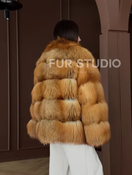 Короткая шуба из рыжей лисы - фото 14