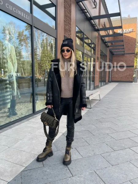 Дубленка авиатор удлиненная - фото 7