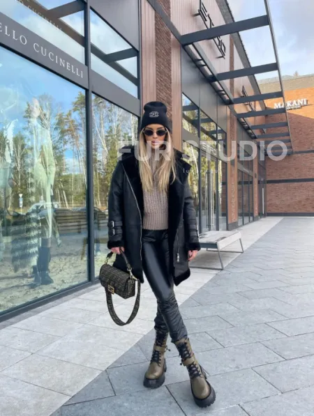 Дубленка авиатор удлиненная - фото 6