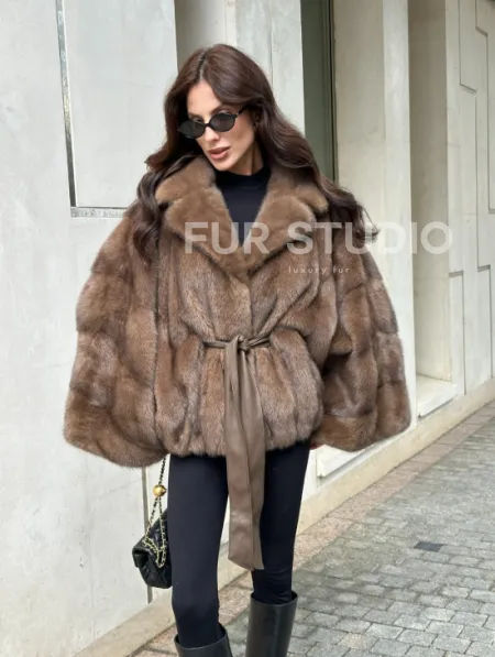 Шуба норковая автоледи - цвет соболь - фото 0
