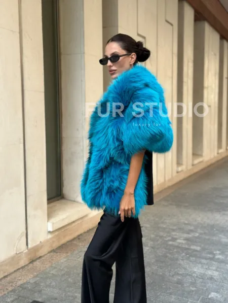 Накидка женская из меха чернобурки - Тиффани - фото 9