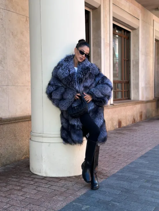 Шуба из меха чернобурой лисы - поперечка - фото 9