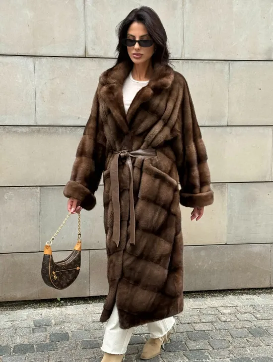 Кимоно шуба английский воротник - цвет соболь - фото 0