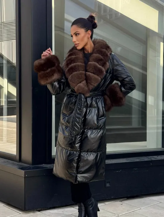 Зимний женский пуховик с воротником из меха финского песца - фото 5