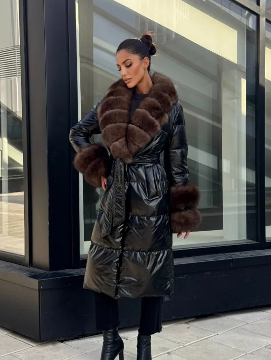Зимний женский пуховик с воротником из меха финского песца - фото 6