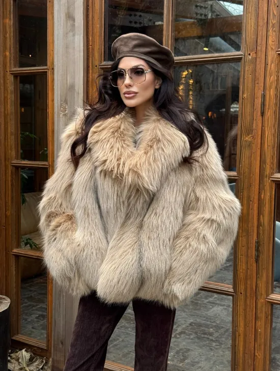 Шуба женская из меха тонированной лисы - английский воротник - фото 6