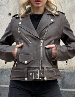 Косуха женская из винтажной кожи - фото 1