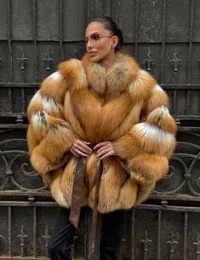 Шуба - пончо из меха рыжей (огненной) лисы - фото 10