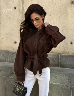 Женская куртка - рубашка из замши - фото 8