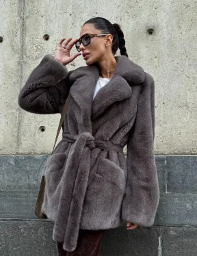 Норковая шуба лавандового цвета - VELVET - фото 12