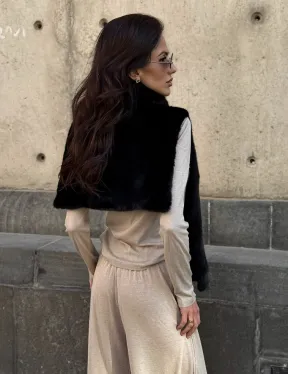 Черная норковая манишка - фото 10