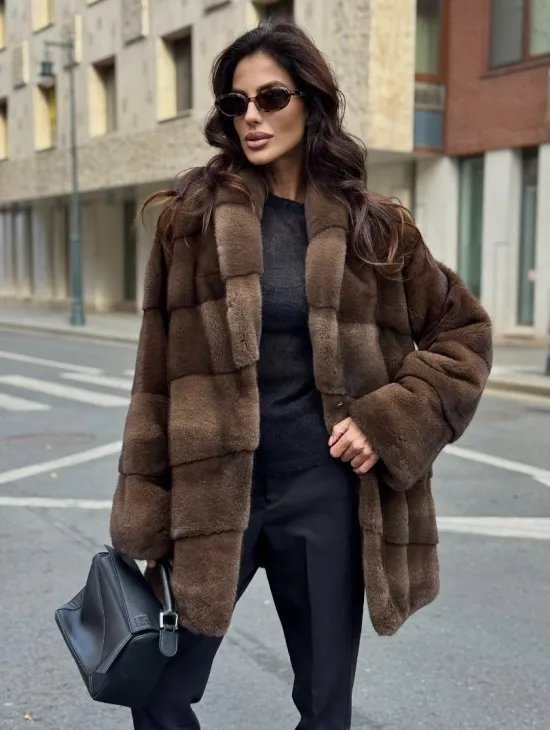 Шуба норковая коричневая - фото 0