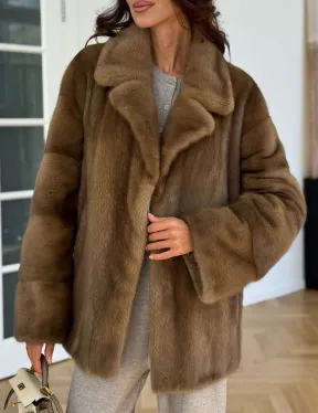 Бежевая короткая норковая шуба - фото 2