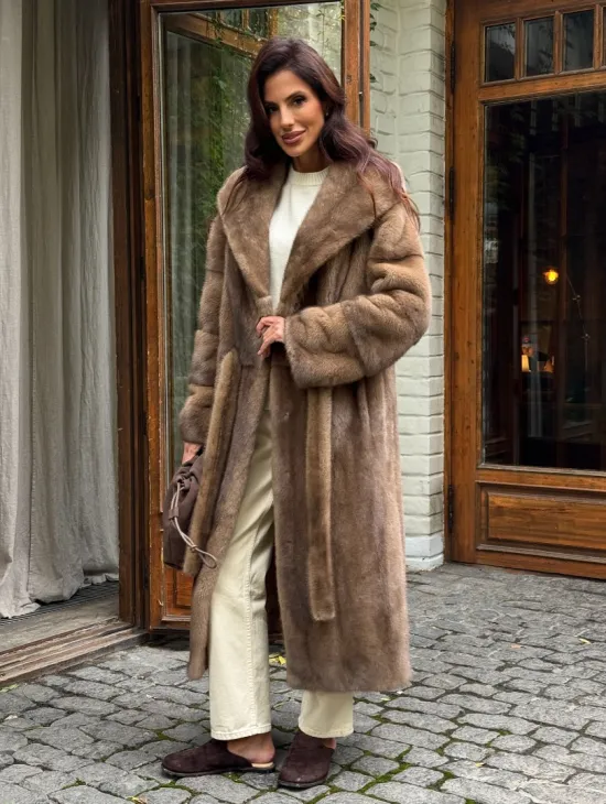 Шуба норковая с капюшоном - цвет пастель - фото 6