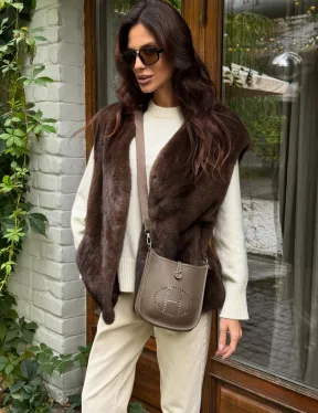 Жилет норковый - цвет коричневый - фото 0