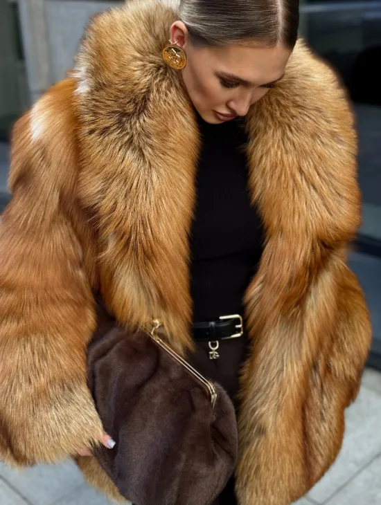 Шуба из лисы - рыжая - фото 0