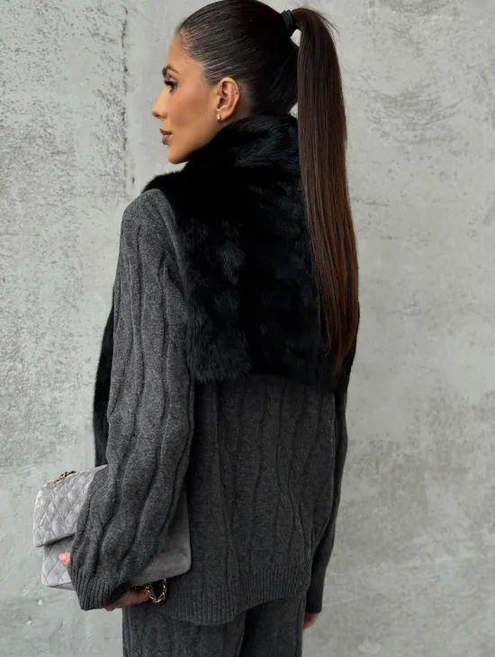 Черная манишка из меха норки - фото 3