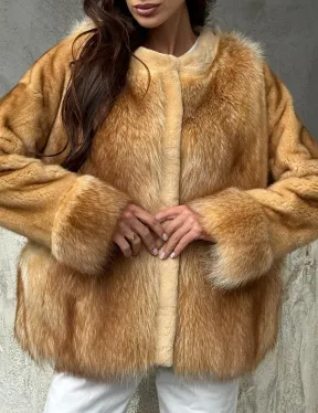 Норковый жакет с отделкой из меха енота - фото 1