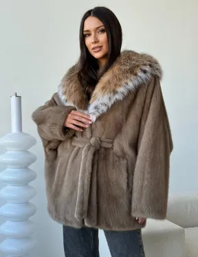 Норка - шуба летучая мышь с капюшоном рысь - фото 6