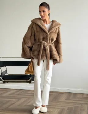 Норка пастель с капюшоном - летучая мышь - фото 6