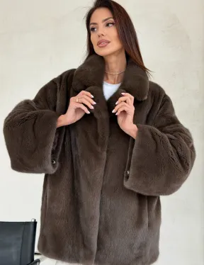 Меховой норковый жакет - английский воротник - фото 4