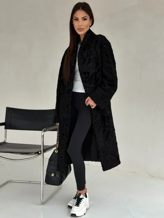 Черная шуба из каракуля - фото 3