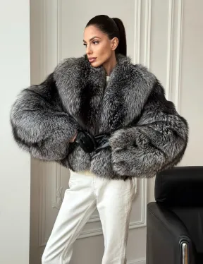 Кроп-шуба из чернобурой лисы - фото 10