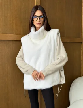 Белая норковая манишка - фото 7