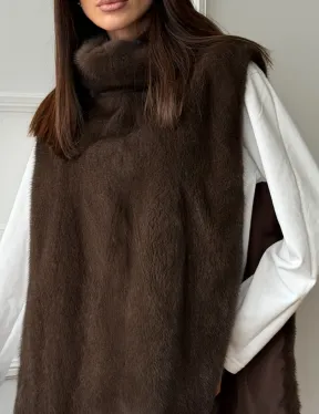 Норковая манишка коричневого цвета - фото 3