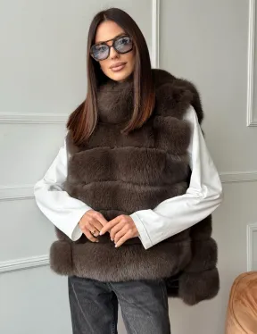 Меховая манишка под соболь из песца - фото 7