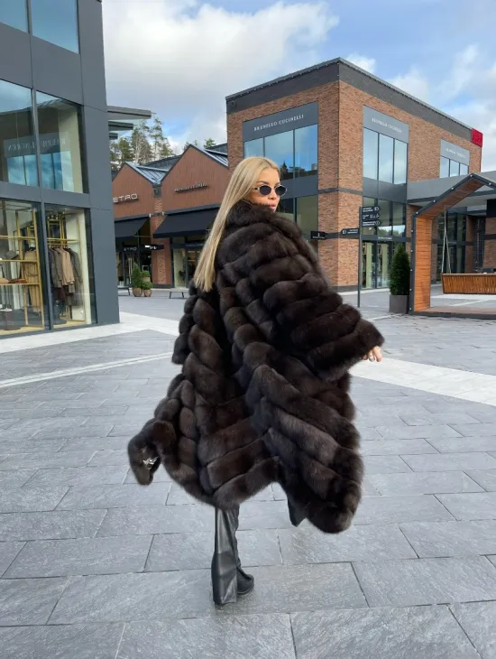 Шуба из меха соболя, воротник шаль - фото 4