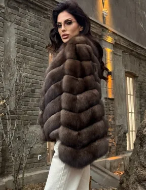 Роскошная шуба из меха соболя стойка воротник - седина 1/2 - фото 2