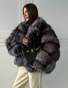 Шуба из меха блюфрост - воротник английский - фото 12