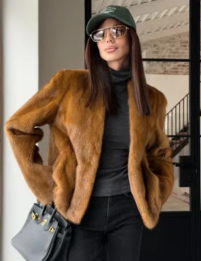 Меховой жакет из золотой норки - фото 21