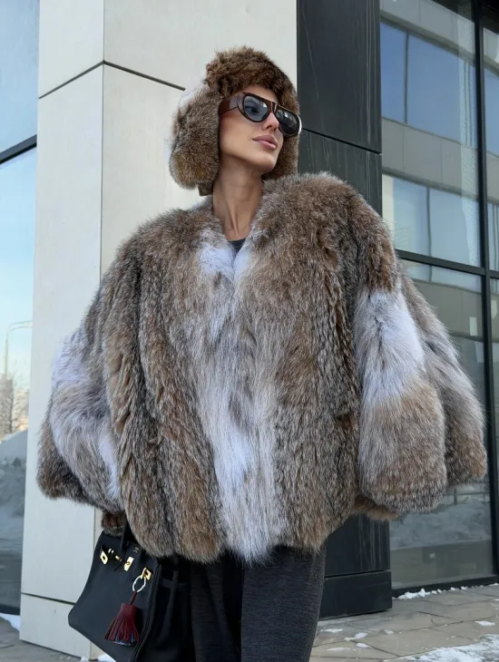 Шуба - летучка из меха рыси - фото 16