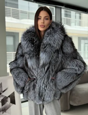 Полушубок из чернобурки с капюшоном - фото 10