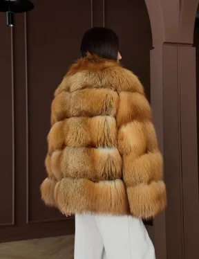Короткая шуба из рыжей лисы - фото 14