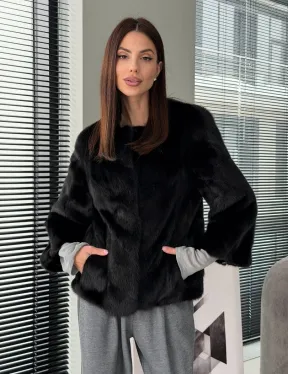 Норковый жакет - цвет черный - фото 0