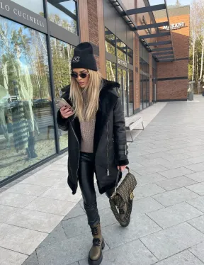 Дубленка авиатор удлиненная - фото 3