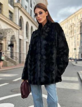 Меховой норковый жакет в стиле пэчворк - фото 11